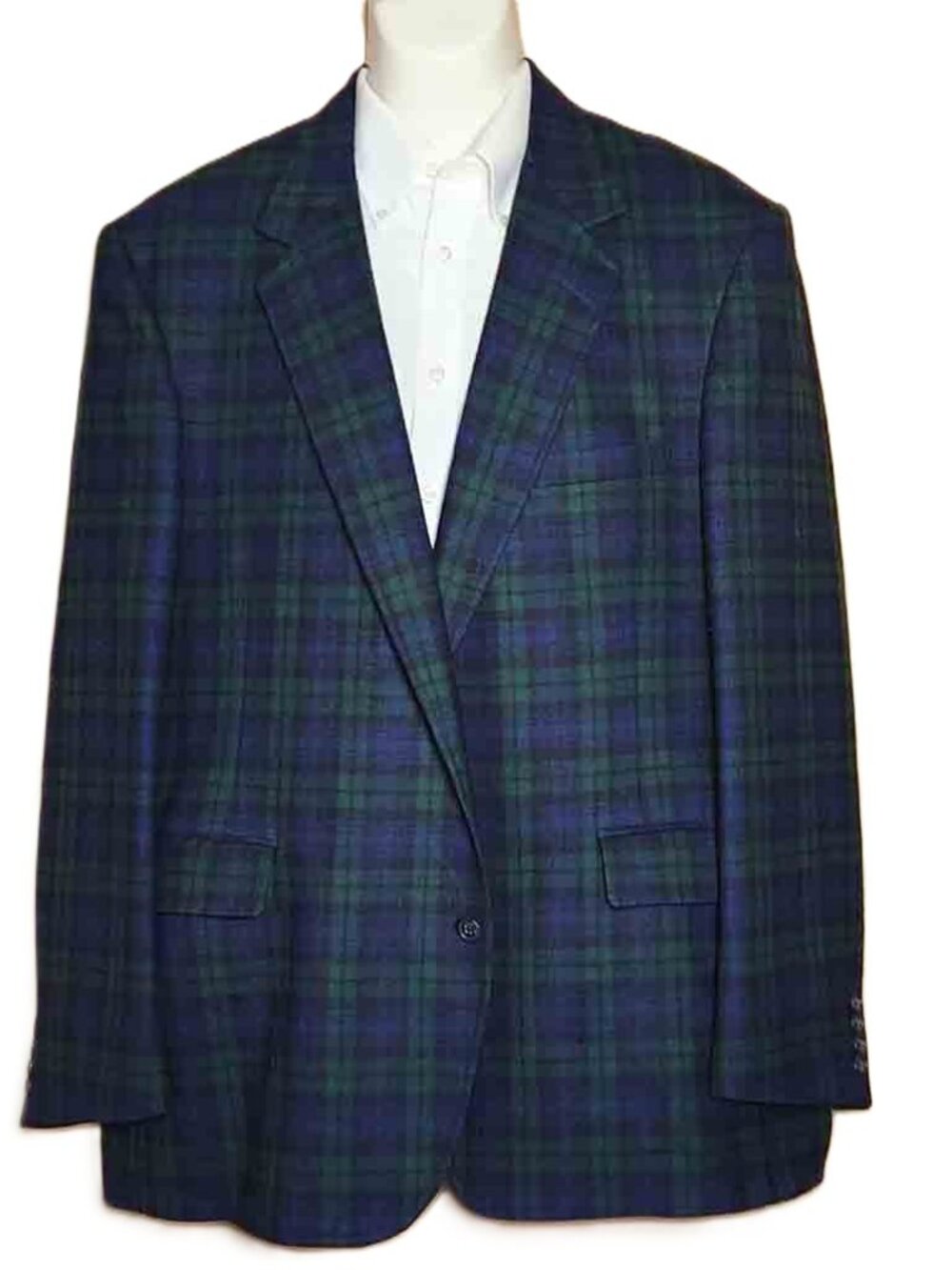 Vintage Hardwick Wool Blackwatch Plaid Blazer Green Blue Black Men's Size 46R
